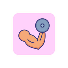 Hand with bar-bell line icon. Health, fitness, sport. Fitness concept.  Vector illustration can be used for topics like fitness, sport, bodybuilding