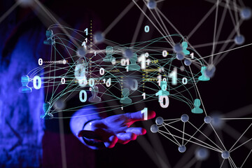 Abstract technology group and data 3d