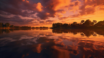 clouds reflected on water