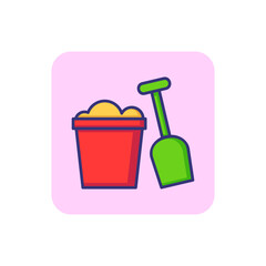 Sandbox toys line icon. Toy concept. Childhood, toy, playing. Vector illustration for topics like childhood, nursery, baby toys