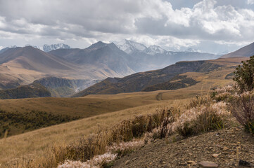 Obraz premium Road to Dzhyly Su. Caucasus mountains. Jilly-Su region. Kabardino-Balkaria Reublic.