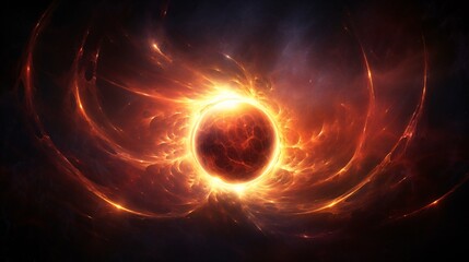 Obraz premium Abstract space wallpaper presents a spectacularly galaxy. A cosmic astronomy event unfolds in the black background.