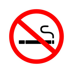 No smoking sign. Forbidden sign icon isolated on white background vector illustration. Cigarettes and smoke and in the circle of prohibition.