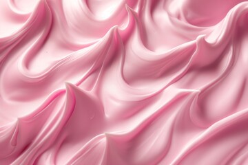 Fototapeta premium Pink whipped cream texture with smooth folds and ripples, background, copy space concept