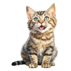 Obraz premium scottish fold cat watercolor isolated on transparent background cutout