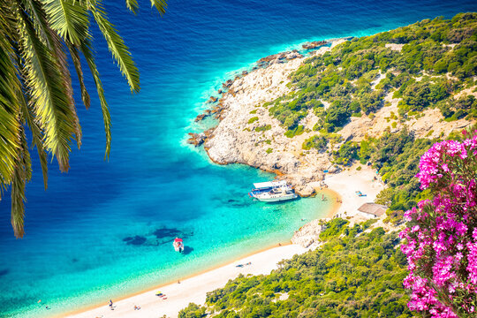Secret turquoise beach below Lubenice village on Cres island
