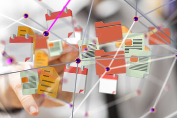 Connecting lines and dots.Big data visualization  - 3d