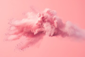 Fototapeta premium Pink powder explosion against pastel background, cosmetics concept