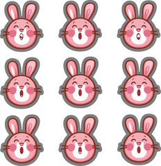 different emotions pink bunny stickers