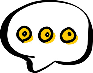 Speech bubble with yellow circles on white background