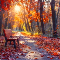 a picturesque autumn scene in a park