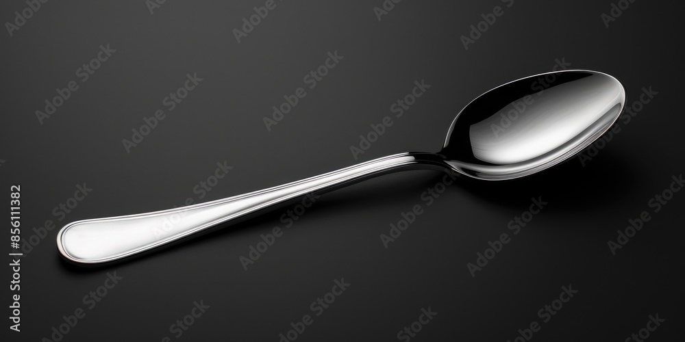 Poster a close-up shot of a spoon with a handle on a dark background, useful for product or commercial use