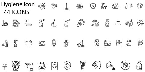 Set of hygiene icons. Gradient style icon bundle. Vector Illustration
