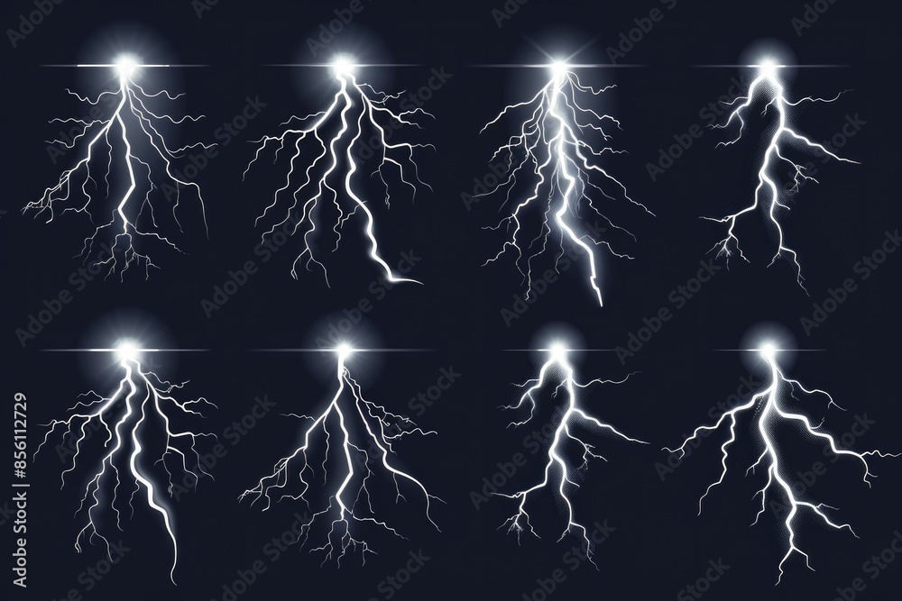 Aufkleber a series of lightning strikes on a dark and ominous background