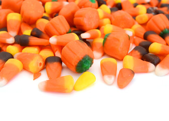 Stack Candy corn on white background
