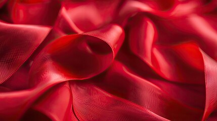 Shiny red satin ribbon, elegant, celebration. Generative AI