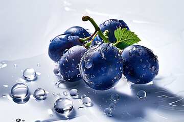 Fresh and juicy blue grape with high quality details and Ultra HD fruit photography on light...