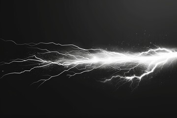 A close-up shot of a lightning bolt in black and white, perfect for illustrating weather or natural phenomena