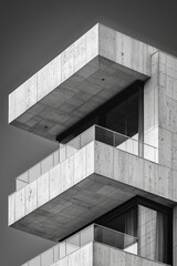 Classical architecture with modern geometric shapes integrated into the design,