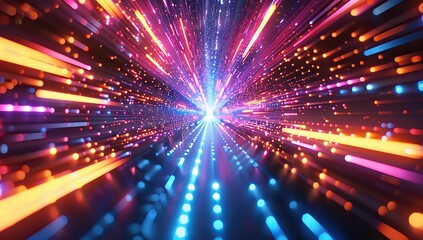 Fototapeta premium Abstract Neon Lights Tunnel