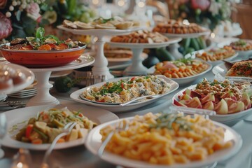 Obraz premium A table filled with different types of food, ideal for events or gatherings
