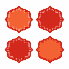 Fototapeta premium A set of four red labels arranged symmetrically on a white background
