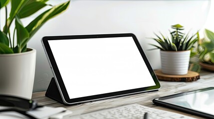 Fototapeta premium Tablet Computer Desk. Generative AI