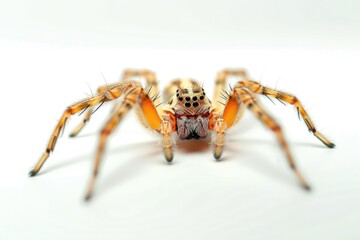 A close-up image of a spider sitting on a white surface