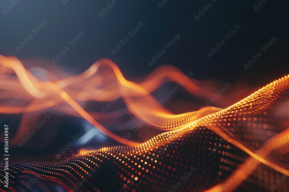 Poster a blurry image of a wave of orange lights with soft focus