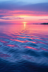 Obraz premium Serene waters reflecting an abstract, geometric sunrise,