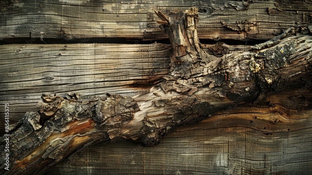 Wall mural tree branch, rustic wood.. generative ai