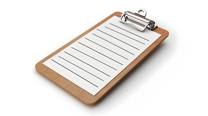 The Minimalist Clipboard Icon - A Simple 3D Rendered Task Management Element in Brown and White