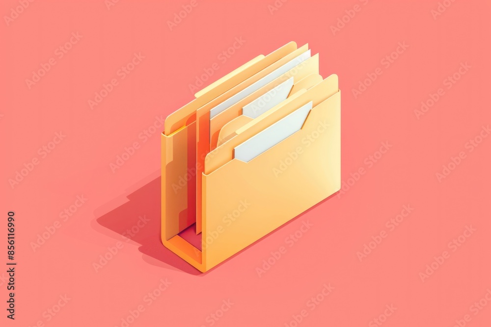 Poster A yellow folder with three compartments on top, suitable for organizing and storing documents