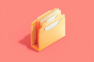 A yellow folder with three compartments on top, suitable for organizing and storing documents