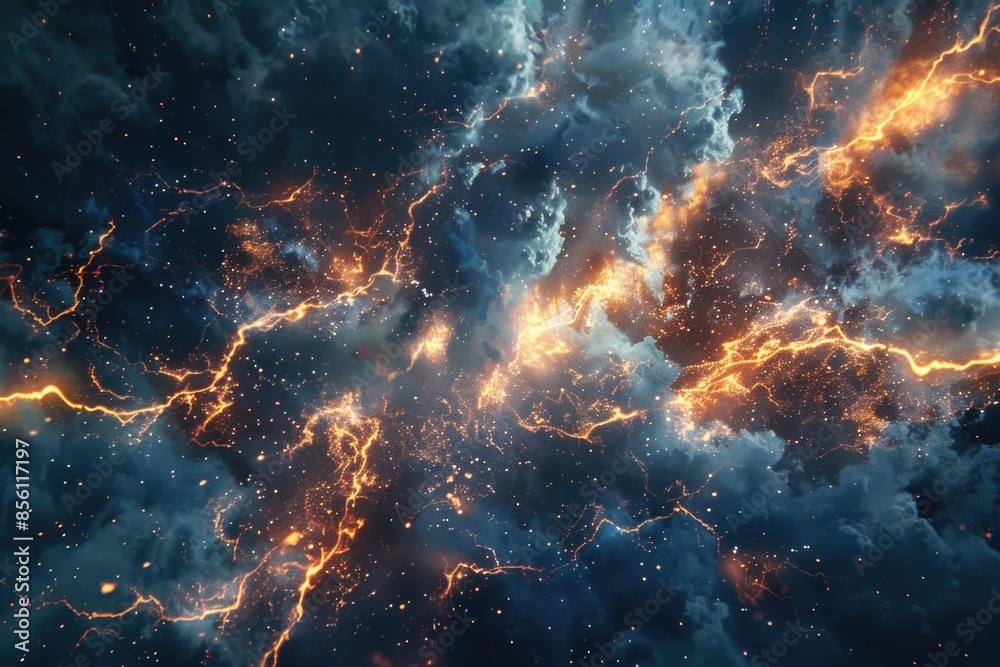 Aufkleber a picture of a starry night sky with fluffy clouds, great for use in astronomy or nature related pro