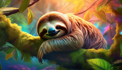 Adorable paresseux se reposant sur une branche