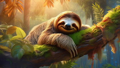 Adorable paresseux se reposant sur une branche