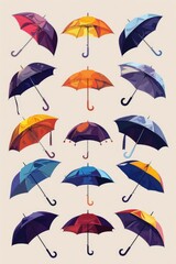 Obraz premium A collection of colorful umbrellas hung from a pole, ideal for parties or decorative purposes