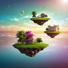 tropical island with tree