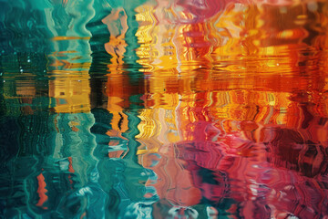 Obraz premium Abstract study in color and reflection with colorful patterns on reflective surfaces,