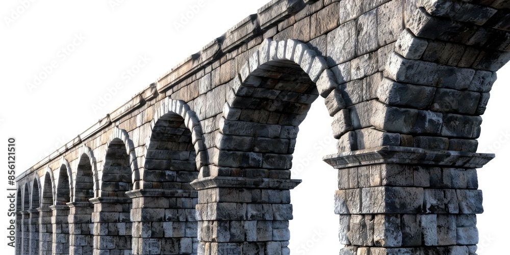 Poster A historic stone bridge with multiple arches, suitable for use in a variety of contexts including architecture, history, or travel