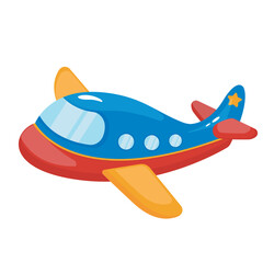 Colorful toy plane. Vector children toy. Airplane. Flat illustration on white background.