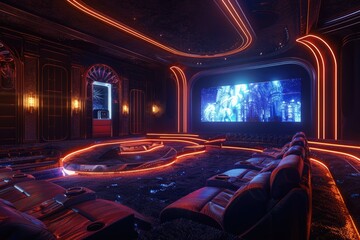 Naklejka premium A person sitting on a couch watching a movie with a relaxed expression