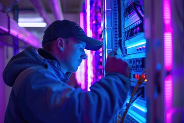 A person installing or maintaining computer equipment in a data center