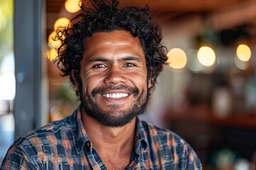 Aboriginal Man Smiling In Casual Atmosphere
