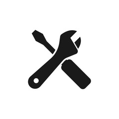 Wrench and screwdriver icon vector. Repair symbol