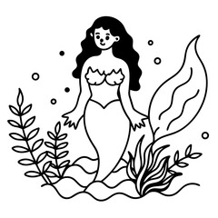 Beautiful little mermaid Underwater world Coloring book for kids