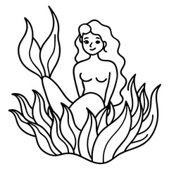 Beautiful little mermaid Underwater world Coloring book for kids