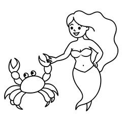 Beautiful little mermaid Underwater world Coloring book for kids