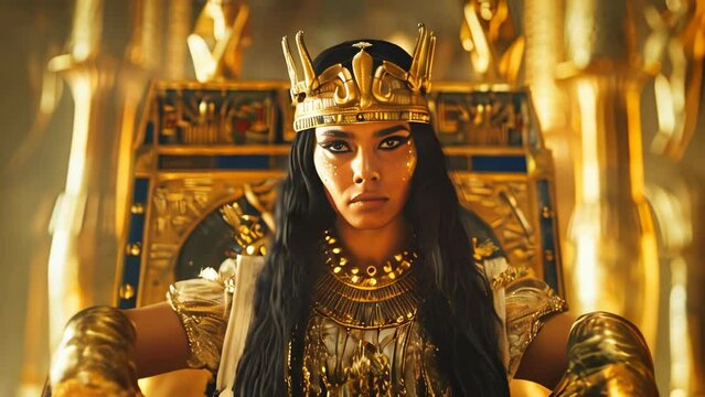 Queen Cleopatra sitting on her throne